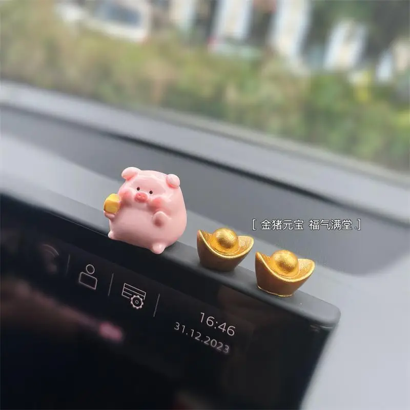 New Style Piggy Gold Ingot, Money Rolling in, Center Console, Electric Car, Creative, Cute, Car Display Decoration