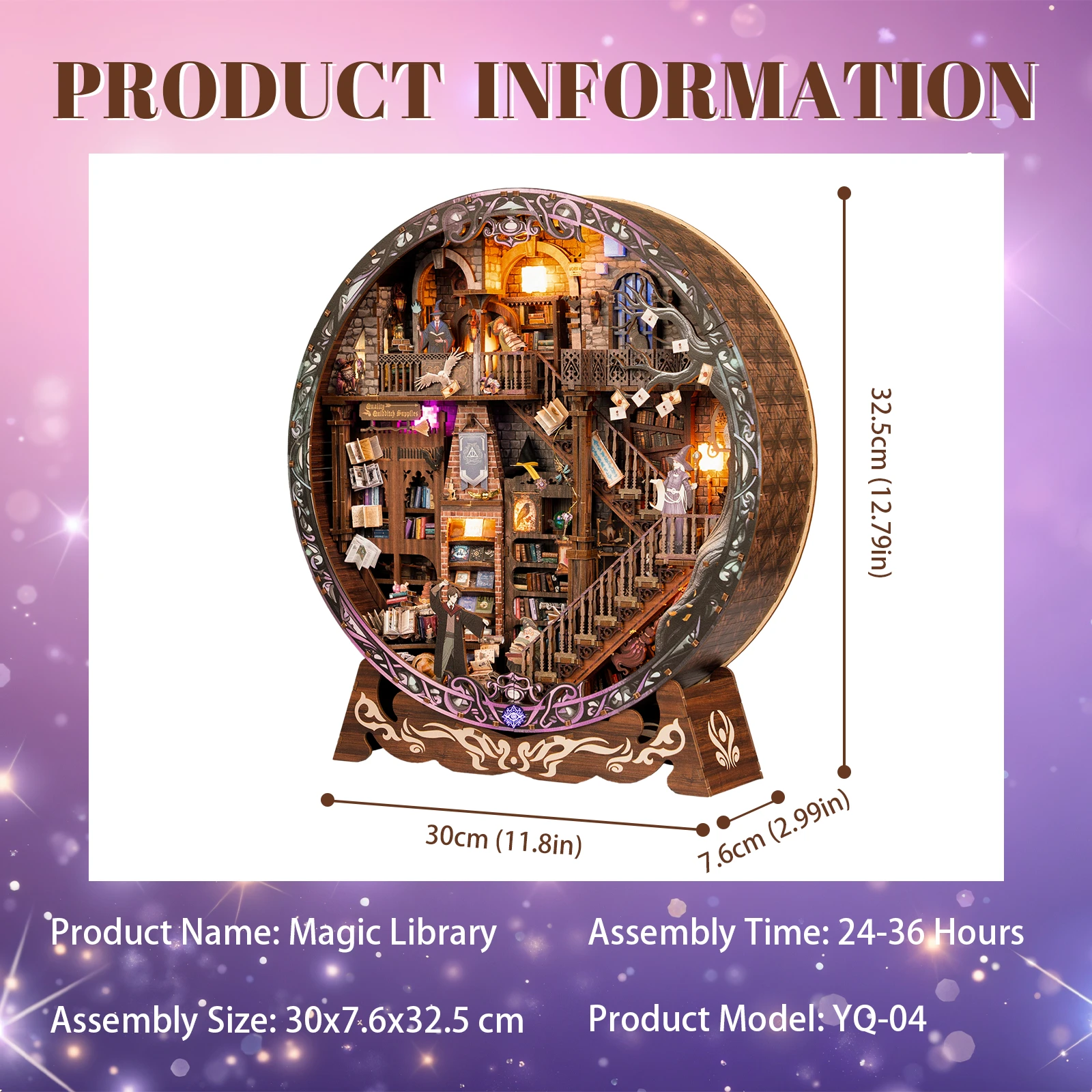 DIY Wooden Magic Library Casa Miniature Model Kits With LED Lights Dollhouse with Furniture 3D Puzzle for Friends Birthday Gifts