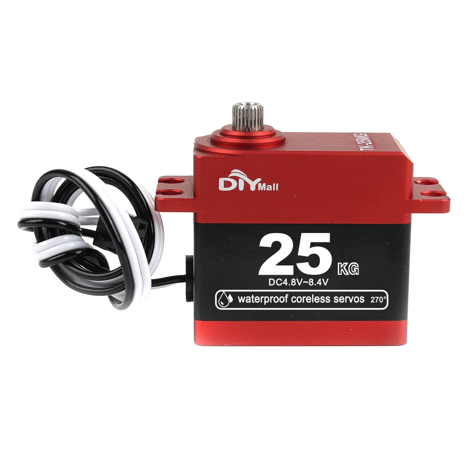 25kg.cm Digital Coreless Servo HV Metal Gear 180/270/360 Degree Motor IP667 Waterproof for 1/8 1/10 1/12 Scale RC Car TK-25MG