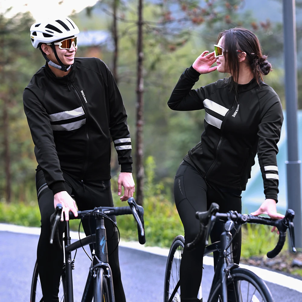 WOSAWE Cycling Jacket Men Women Long Sleeve Windbreaker Wind Coat Windproof Keep Warm Thermal Winter Cycling Softshell Jackets