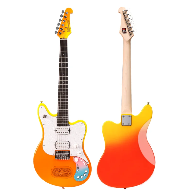 Mini Bullfighter Musical Instruments 24 Frets 6 Strings Glossy Finished Travel Smart Electric Guitar With Speaker & Effect