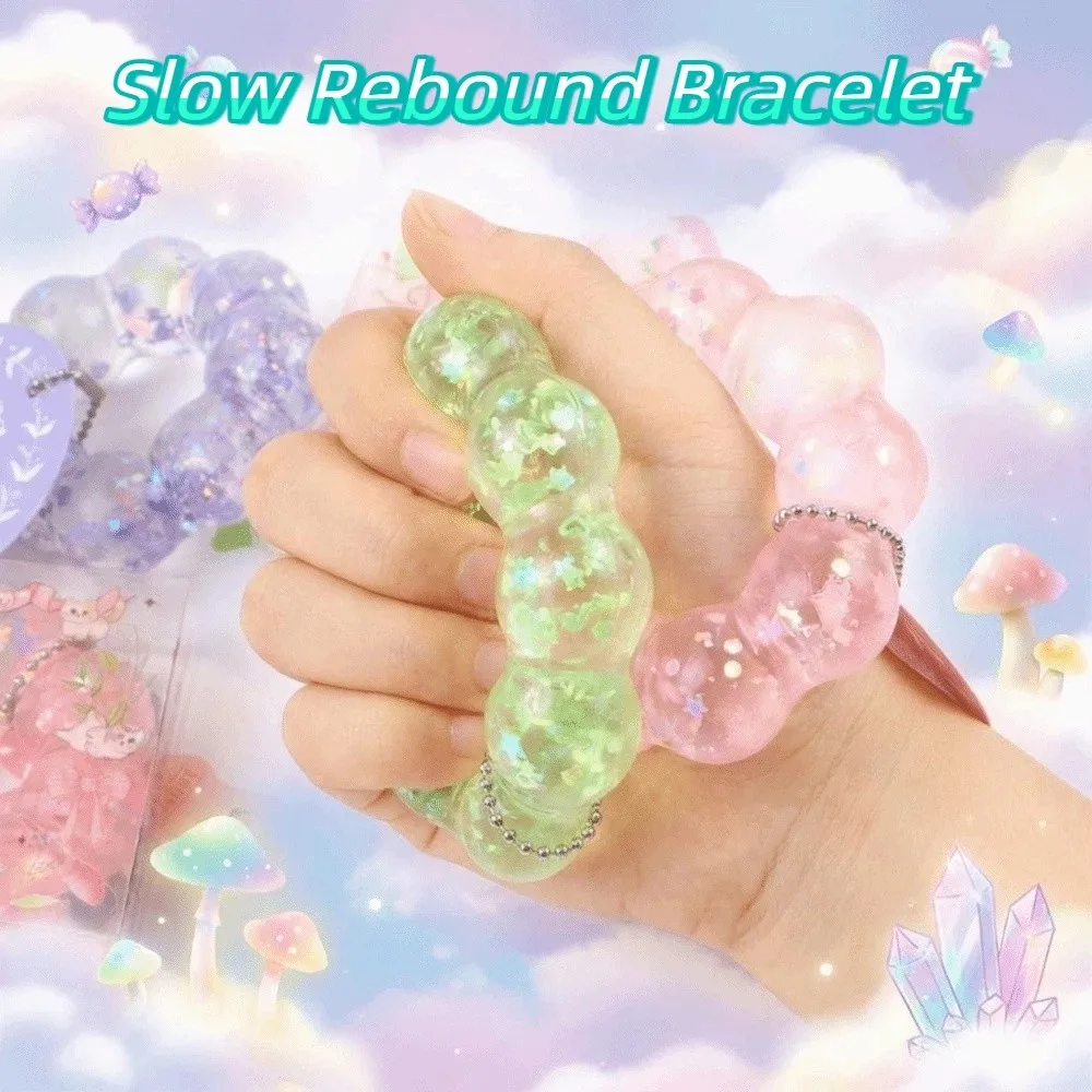 Party Favor Funny Maltose Slow Rebound Bracelet Soft Sequin Donut Pinch Bracelet Portable Stretchy Doughnut Squeeze Children