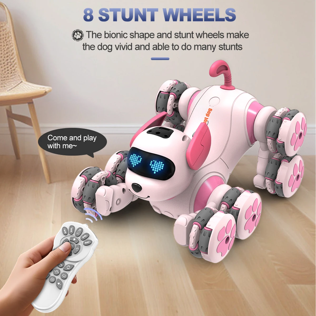 Jouets télécommandés pour chiens, Robot Intelligent de cascade à huit roues, modèle de programmation électronique Interactive pour animaux de compagnie, cadeaux pour enfants