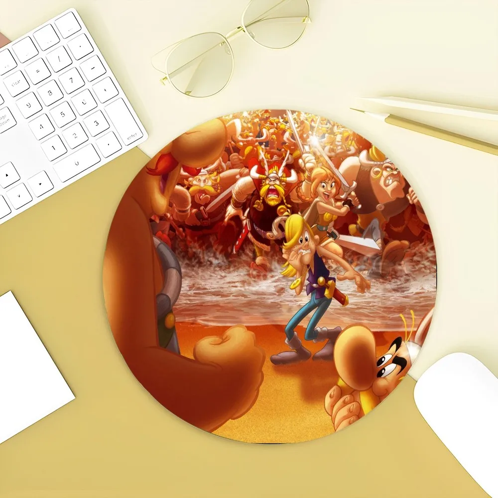 A-Asterix-ObelixES Mousepad Small Round Speed Version Game Computer Keyboard Office Table Mat PC Laptop Mouse mat Desktop Mat