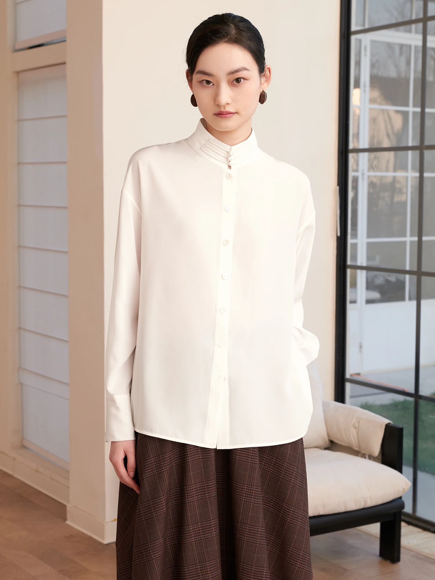 

Handmade Silk Women's irt New Chinese Sle Intangible Cultural Heritage Button up Top Long Sve Loose Fit Breathable Ski...