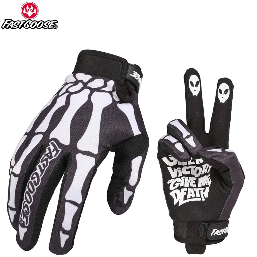 FASTGOOSE Skeleton Gloves Motorcycle Motocross Off Road MX BMX MTB ATV Guantes Moto Bicycle Touch Screen Cycling Sports GlovesS