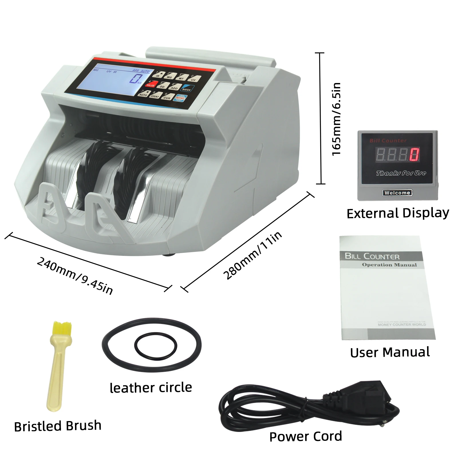 Máquina de conteo de dinero, contador de billetes de varias monedas, Detector con calculadora, UV, MG, IR, XD-2100