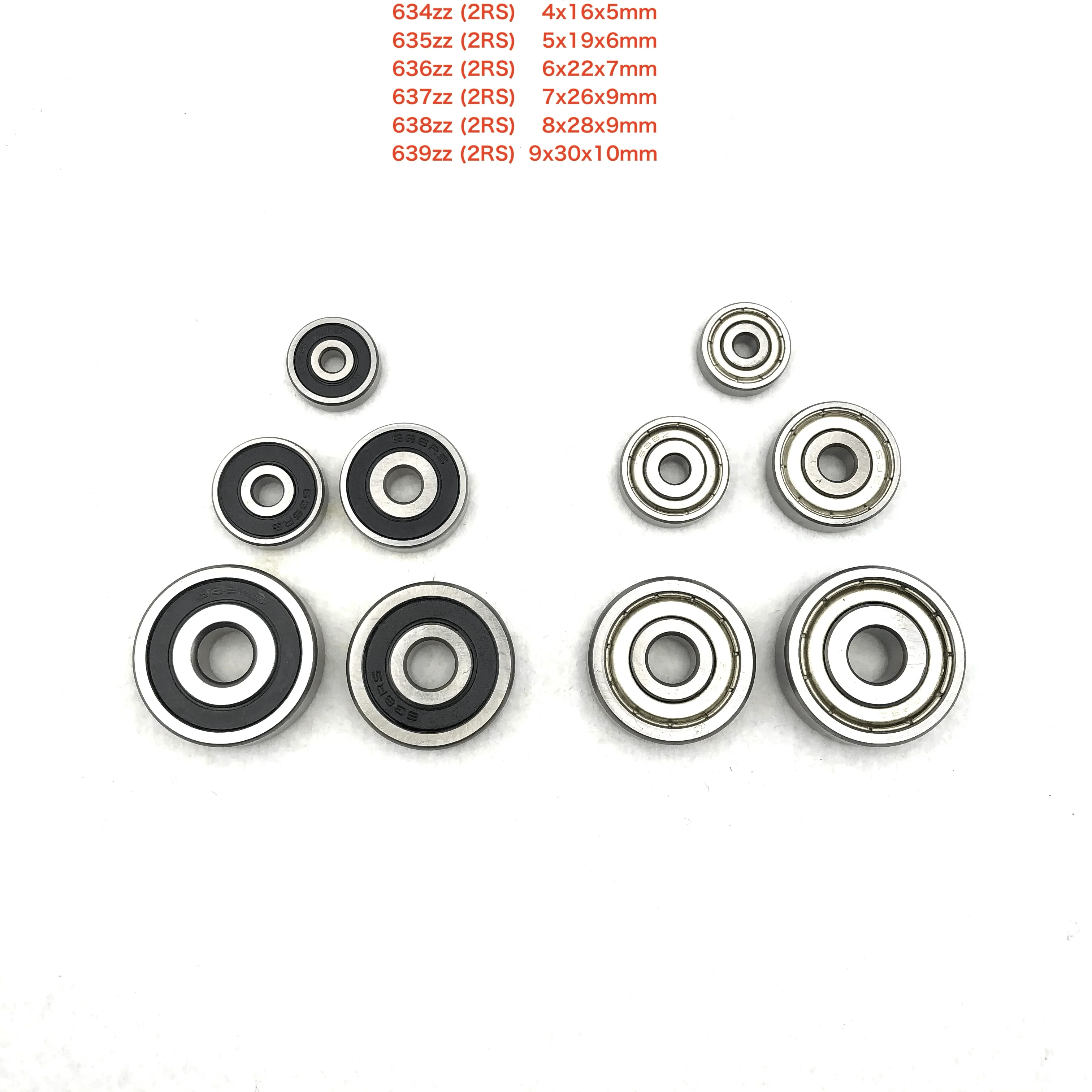 

10-60Pcs/Lot 634zz , 635zz , 636zz , 637zz , 638zz , 639zz 2Z 2RS RS Metal/Rubber Deep Groove Ball Bearings 3D Printer Parts