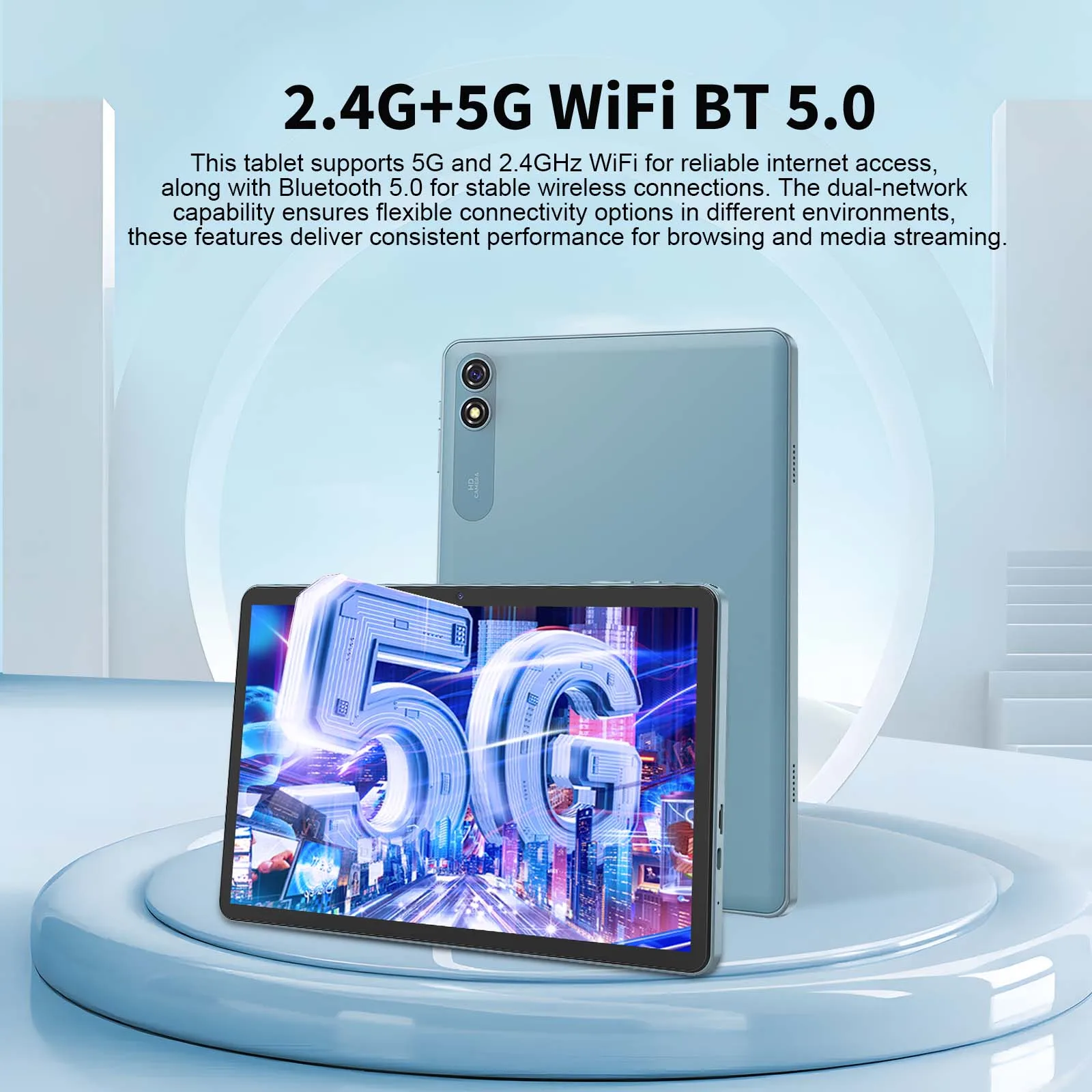 Relndoo New Android 15 Tablet 10.1 Inch, T606 Processo, 24GB(4+20 Expand) RAM 128GB ROM, IPS Screen, Dual Camera, 5G WiFi, GPS