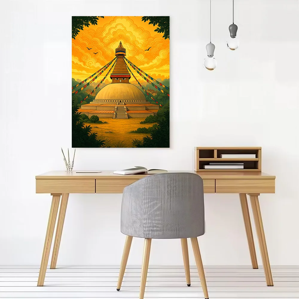 Boudhanath Stupa in Kathmandu Canvas Poster Wall Art Customizable High Quality Printed Picture for Personalized Painting Bedroom