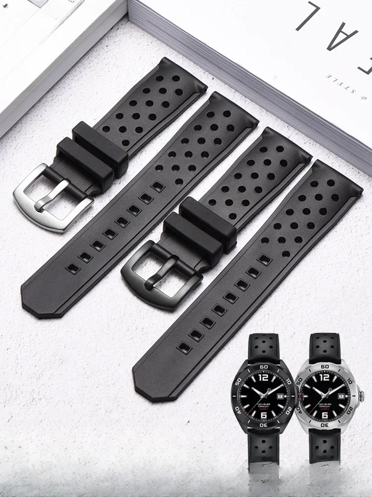 Silicone Breathable Soft Accessories Men for TAG Heuer F1 Series Waz2113 Needle Buckle Waterproof Sweatproof Rubber Watchbands