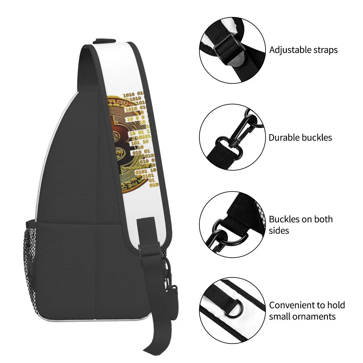 Ressad Bitcoin Cryptocurrency Sling Bags Chest Crossbody Shoulder Sling Backpack Outdoor escursionismo Daypacks Casual Pack