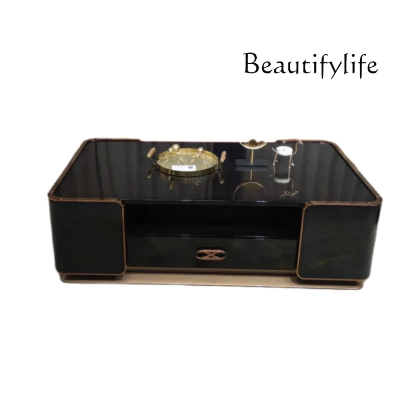 

Italian light luxury coffee table high-end sense large and small apartment living room solid wood modern home rectangular