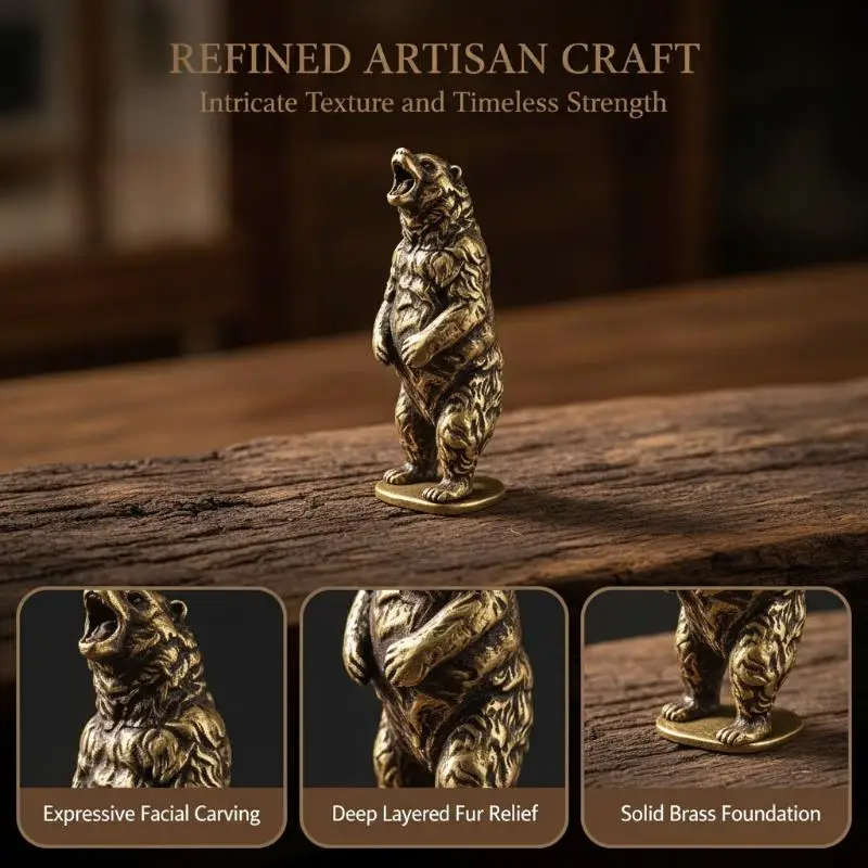 Vintage Brass Roaring Bear Statue Exquisite Handcrafted Design Perfect For Home Office Desk Living Room Decor