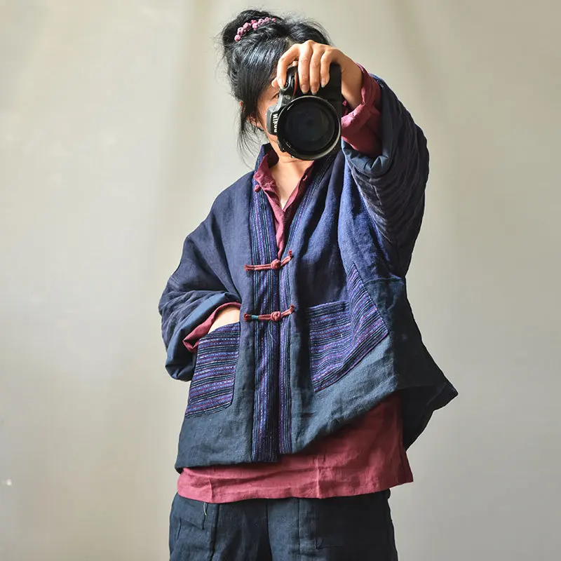 

High Quality Cotton Linen Quilted Coats Women New Arrival 2024 Winter Vintage Style Loose Thick Warm Female Padded Jackets M179