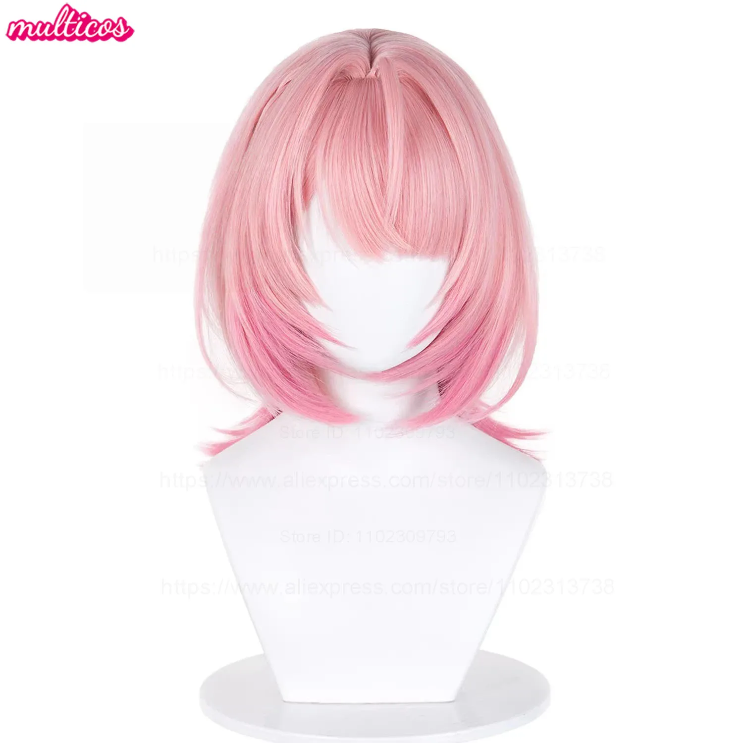 High Quality Ramiel Cosplay Wig Game ZZZ 42cm Red Pink Scalp Bob Wolf Tail Heat Resistant Synthetic Hair Anime Wigs + Wig Cap