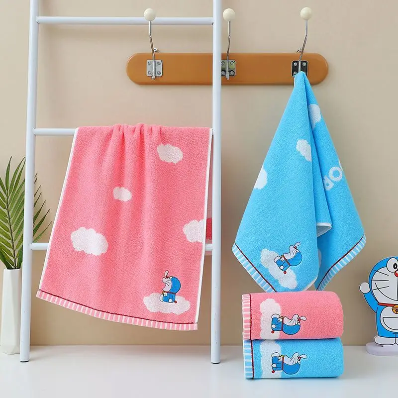 Toalla de algodón Doraemon para niños, Toalla de baño absorbente de secado rápido con personalidad suave de dibujos animados, no es fácil de quitar, duradera, Kawaii