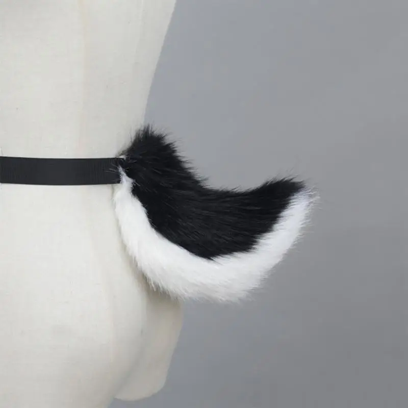 39BD Rabbit Tail Adjustable Belt for Cosplay Halloween Party Costume Anime Costume Accessories Tail Soft Animal Tail