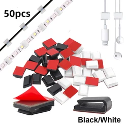 10-50Pcs Self-adhesive Wire Bundle Holder Tie Mount Clip for 10mm Wide Fix LED Strip Lights Connector Tie Christmas Light Holder