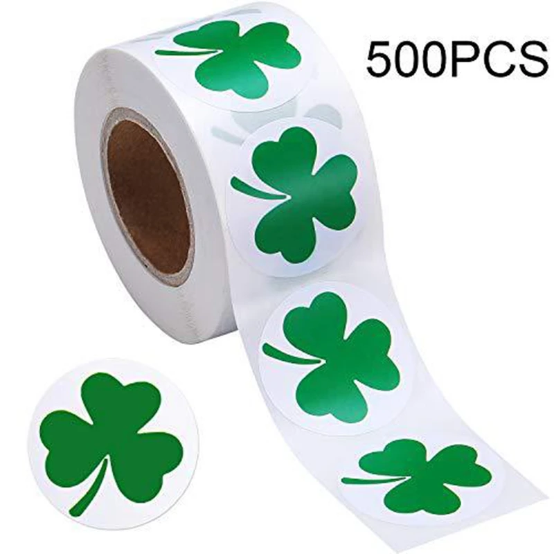 

100-500pcs 1 inch Clover Stickers Saint Patrick's Day Shamrock Stickers for Gift Decor Daily Necessities Green Lucky Seal Labels