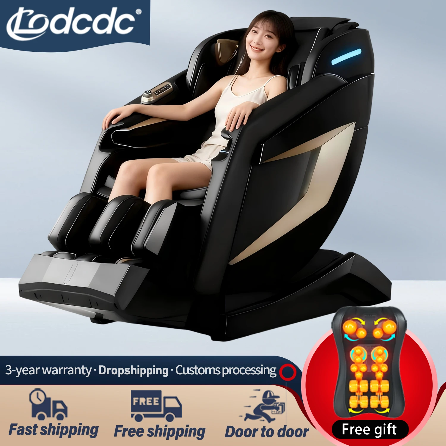

Massage Chair Full Body New Model Home Office Leg Rollers 3-Stage Foot Massage Airbag Full Body Sl-Track Shiatsu Massage Chair R