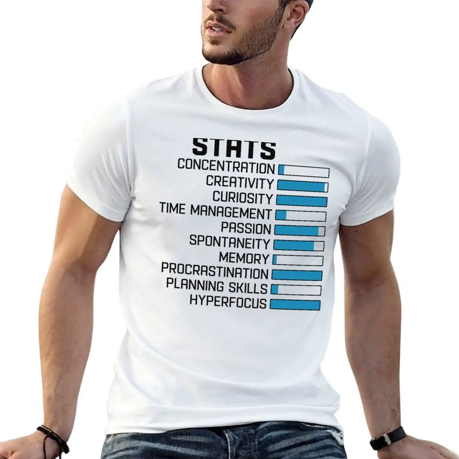 

ADHD Stats T-Shirt funny t shirts dark humor t shirts for man pack cotton man t shirt cotton T-shirt