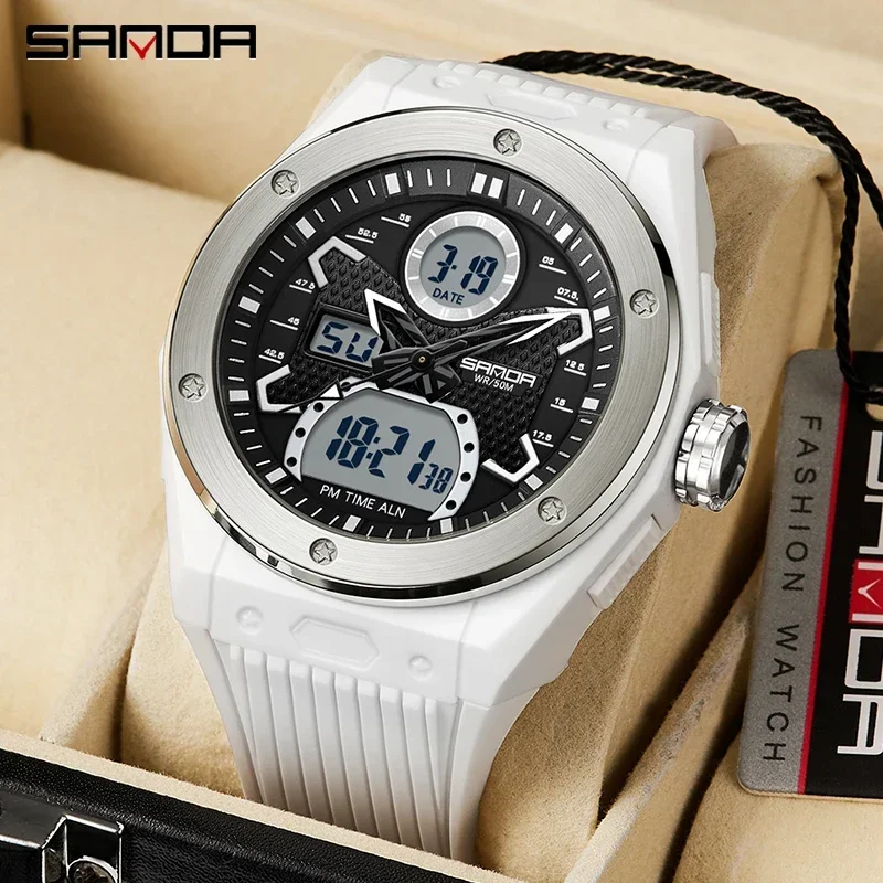 SANDA mens watches Casual Sports Outdoor Military LED Waterproof Shockproof Automatic Rubber Quartz Clock Shock New luxury watch
