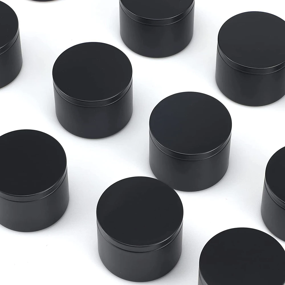 24Pcs 8Oz Empty Tinplate Tins Double-Sided Matte Black DIY  Aromatherapy Metal Candle  Jars with Lid for Gift Jewelry Storage