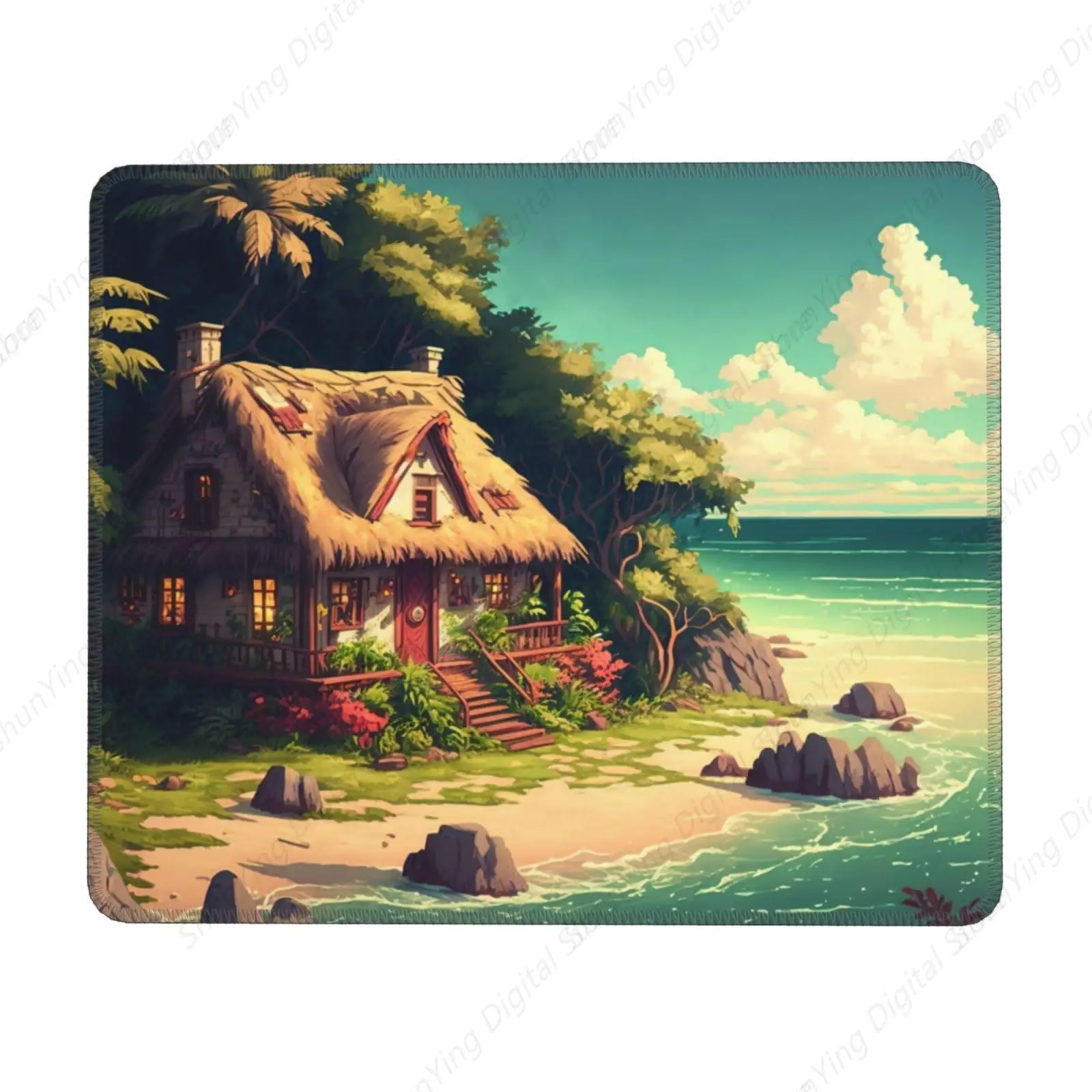 

Mouse Pad Beach Retro House Vacation Anti Slip Rubber Gaming Mouse Pad Suitable For Men's And Women's Computers Laptops Offices