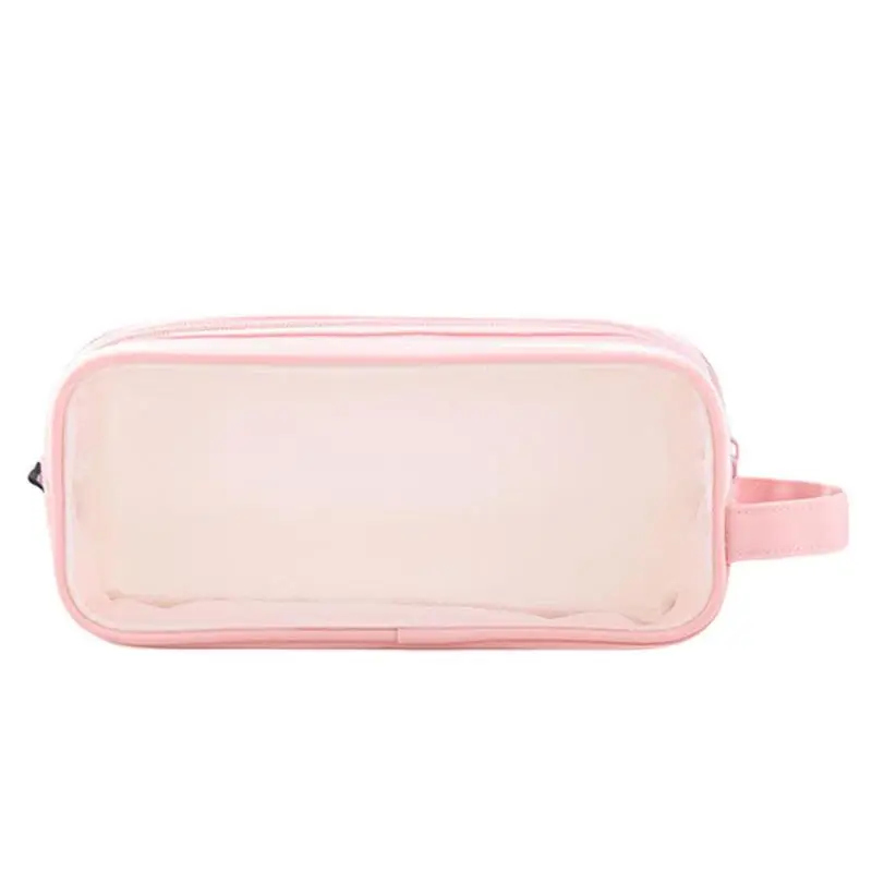 

Clear Mesh Pencil Case Pouch 2 Compartment Pen Bag Clear Zipper Transparent Stationary Makeup Bag Clear Makeup Color Pouch