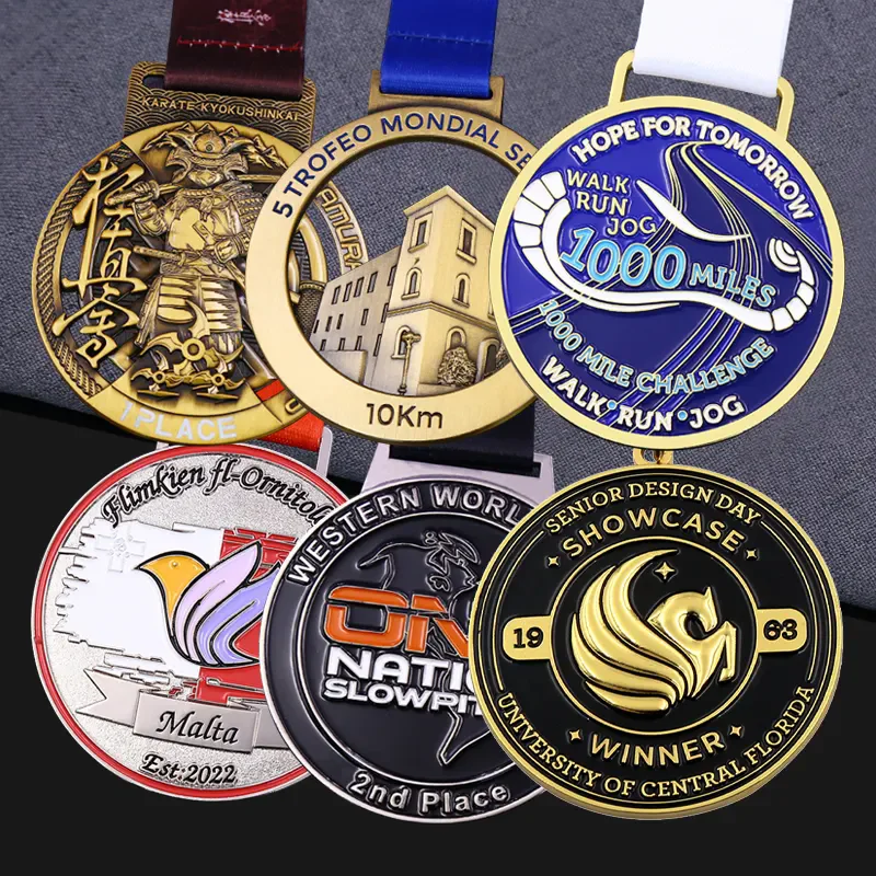 Customized gold medal 5k 10K running swimming football metal customized marathon terminator sports medal manufacturer