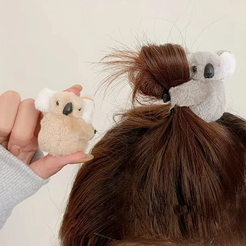 New Style Korean Cartoon Lovely Koala Plush Hair Claw Creative Sweet Cool Hairpins Cute Furry Hair Clip Kawaii Playful Headwear