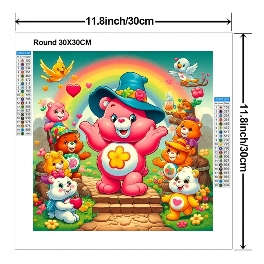 Urso dos desenhos animados Rodada Kits de Pintura Diamante, animal bonito, urso de pelúcia kawaii, brocas DIY, mosaico bordado, ponto cruz Presente, novo, 2024