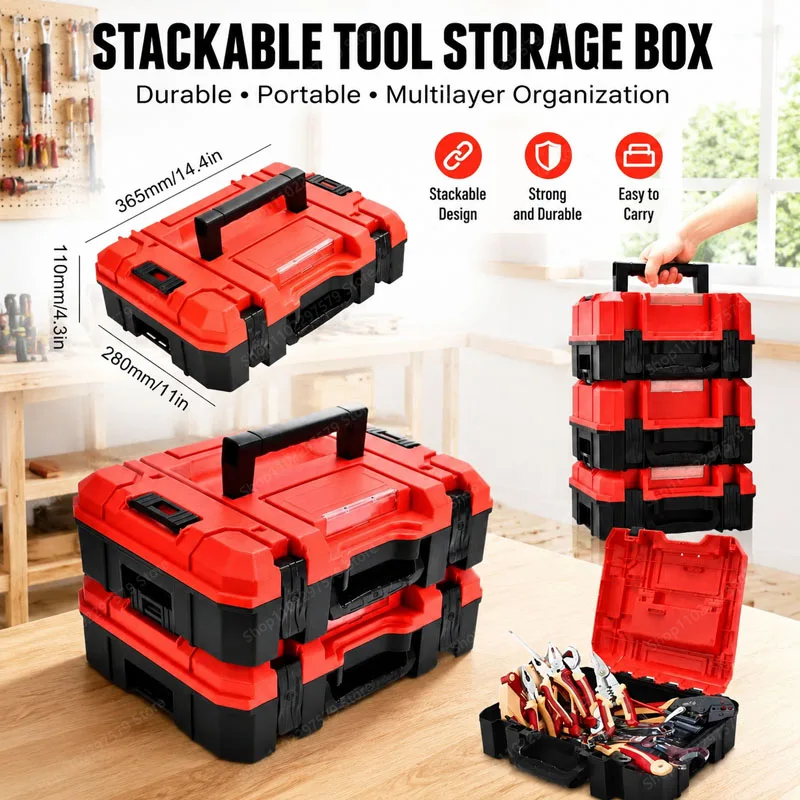 One-Piece Set Of Pressure-Resistant, Durable And Anti-Fall Stackable Tool Box, Anti-Fall Household Tool Repair Parts Storage Box