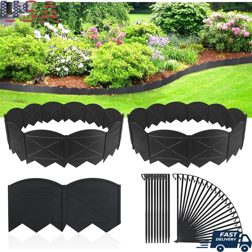 

40Pcs Landscape Edging Kit with 40Pcs Stakes DIY Garden Border Flexible Weather-Resistant Easy Install Plastic Edging Flower Bed