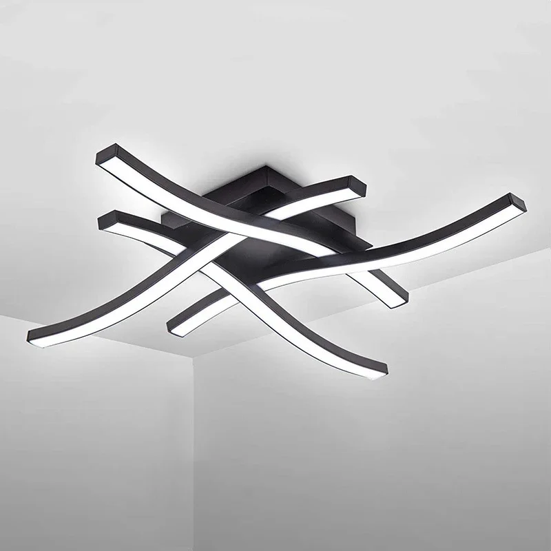 LED Ceiling Lamp Four Prong Wave Living Room Lamp Bifurcation Shaped Chandelier Ceiling Lamp Bedroom Lamp