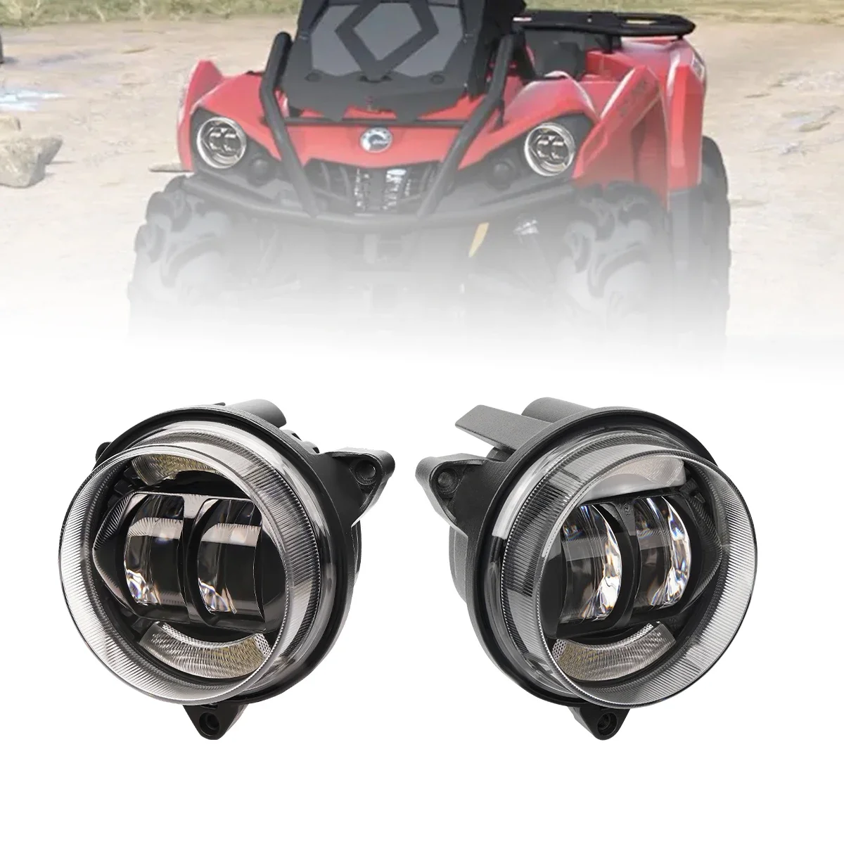 Pop 2 Pcs LED Headlights H4 Halo Ring DRL For Can-Am Outlander 500 650 800 850 1000 XMR STD XT XT-P 2012-2022 ATV Led Headlamp