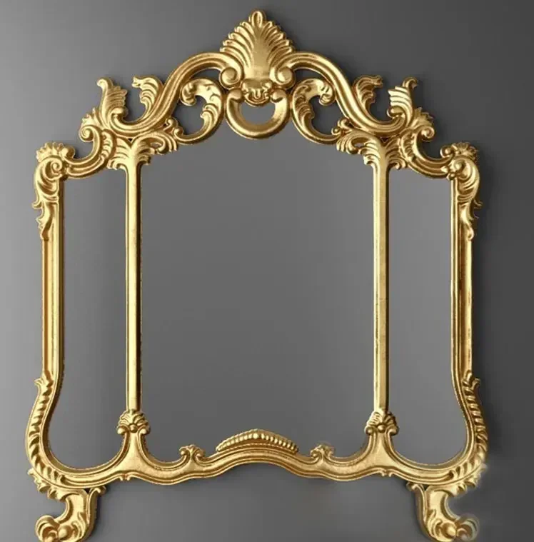 

Yy European art carved 3-fold mirror bedroom dresser entrance decorative wall wall hanging mirror