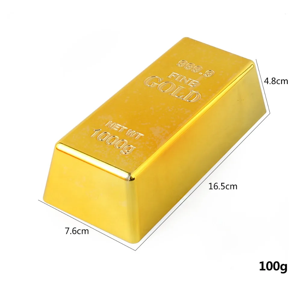 Ideal Gift Simulation Fake Gold Bar Paperweight Door Stop Golden Brick Table Decor Glittering Gold Bar Piggy Bank Novelty Gift