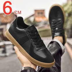 Elevator Sneakers For Women&Men Shoes Genuine Leather Height Increasing Shoes Lace Up Trainers Ladies Flat Shoes For Men