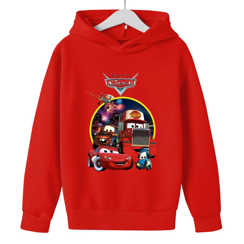 Lightning McQueen felpe con cappuccio addensate per bambini felpe con cappuccio auto Disney Movie Cartoon Kids Warm manica lunga pullover con cappuccio