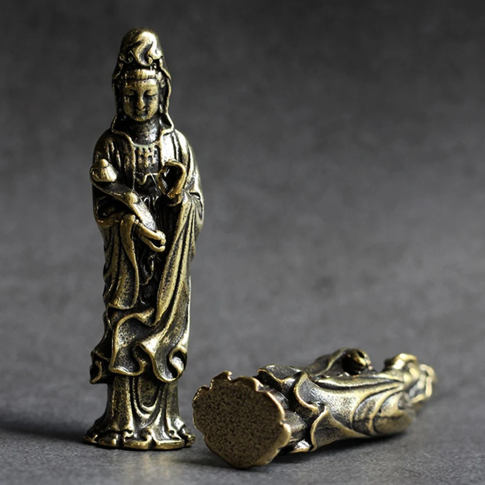 AT02-Miniature Buddha Guan Yin Bodhisattva Bronze Buddha Bronze Statue For Small Landscape Decoration Antique Bronze Ware