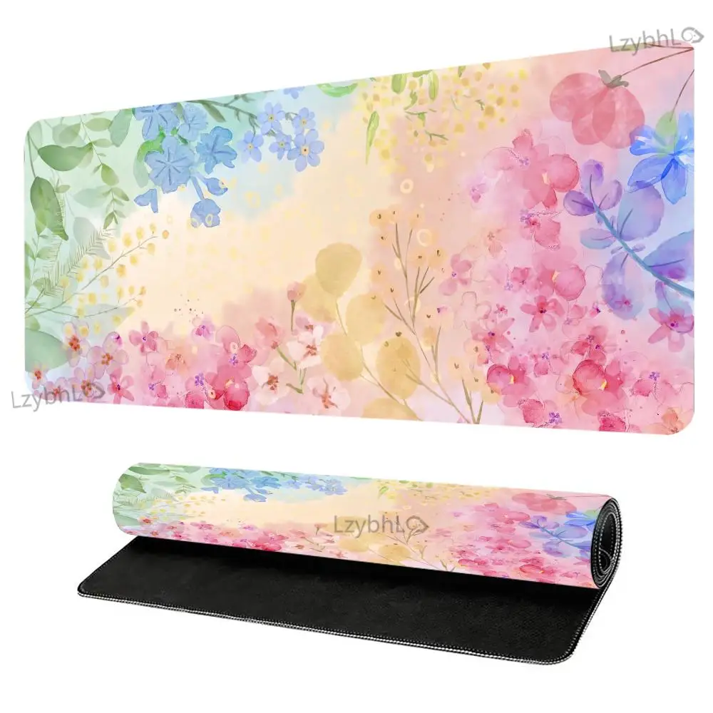 لوحة ماوس فنية ملونة على شكل زهور كبيرة للألعاب لوحة ماوس كمبيوتر مكتبية مضادة للانزلاق قاعدة مطاطية ممتدة ملحقات ألعاب حصيرة مكتبية
