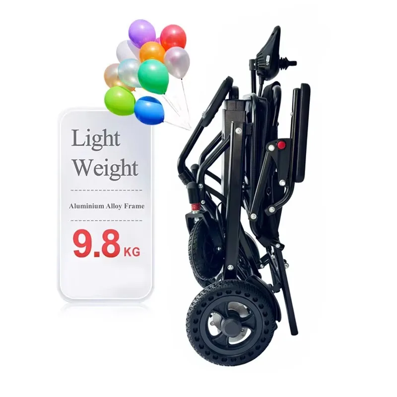 9.8Kg light electric wheelchair can be used by aircraft for disabled elderly people