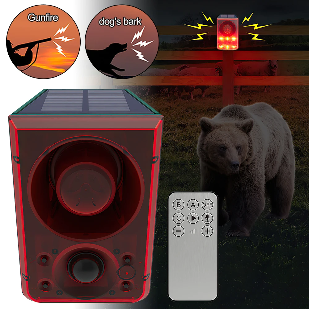 Solar Powered Infrared Motion Sensor Detector Animal Repeller Alarm Light Waterproof Outdoor Security Alarm Repellent System