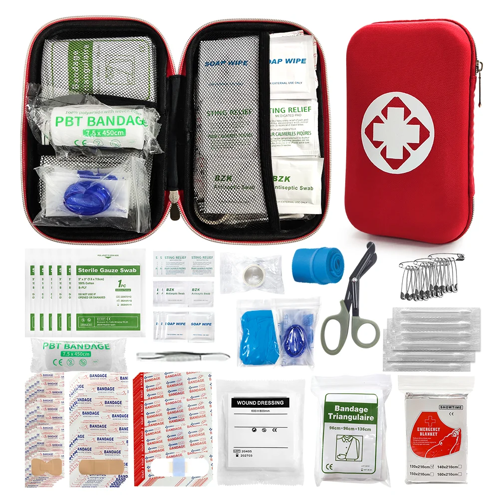 215pcs Emergency Medicial First Aid Bag Mini Travel Camping Car Outdoor Rescue Survival Kit Portable EVA Case Storage