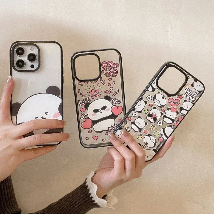 

2.0 Version Acrylic Upgrade Border Cute Panda Phone Case Cover for IPhone 11 12 13 14 15 Pro Max Case for IPhone 15 Pro Max