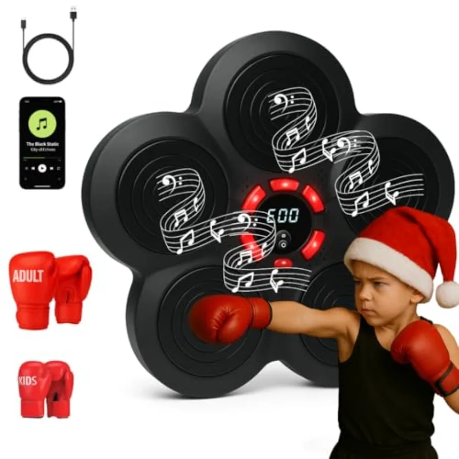 Music Boxing Machine Bluetooth Wall Punching Pad with LED Fun Training Equipment for Adults Home Boxing Wall Punching Pad with