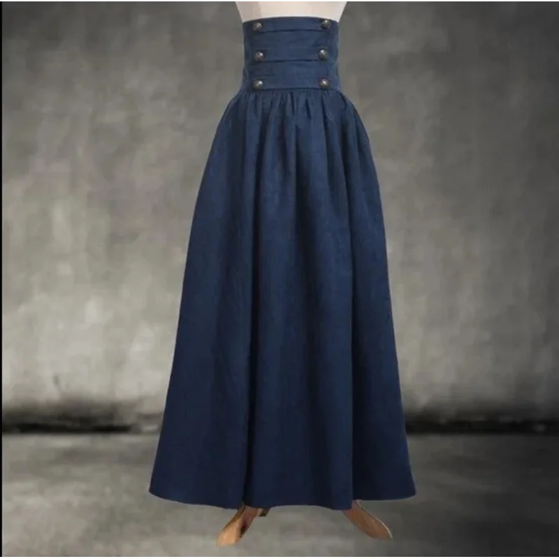 Женская винтажная плиссированная юбка, однотонная элегантная юбка средневековой длины с высокой талией, 2019