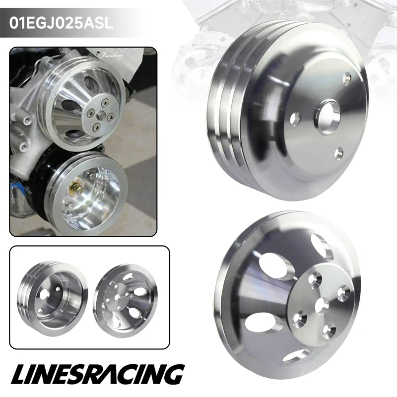 1 & 3 Groove LWP Long Water Pump Aluminum Pulley Kit Small Block For SB Chevy 350 265 283 305 327 383 400 V8 Engines
